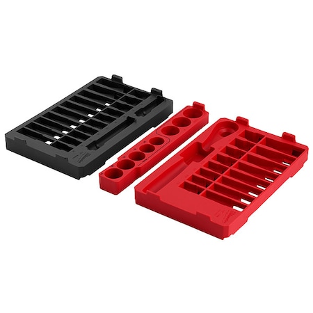 MILWAUKEE TOOL 47 pc. 1/2 in. Drive SAE and Metric Ratchet and Socket Trays for PACKOUT Low-Profile Organizer 48-22-9487T