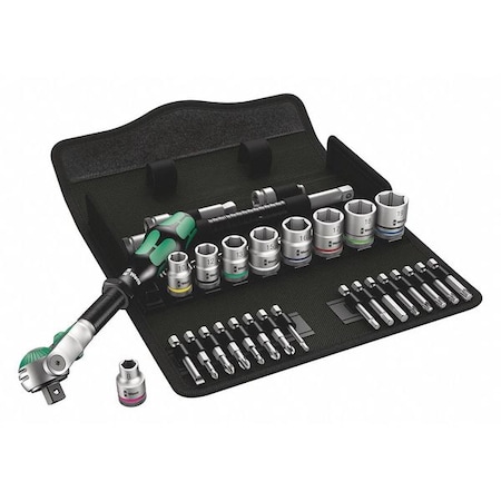 Wera 3/8" Drive Ratchet Set SAE, Torx(R) 29 Pieces 8 mm to 19 mm , Chrome 05004046001