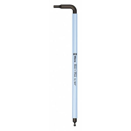 Wera Plain L Key Hex Key, 5/64 in Tip Size, 4 in Long, 4 in Short 05022630001
