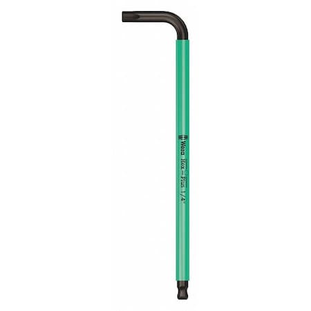 Wera Plain L Key Hex Key, 1/4 in Tip Size, 7 1/4 in Long, 1 5/16 in Short 05022636001