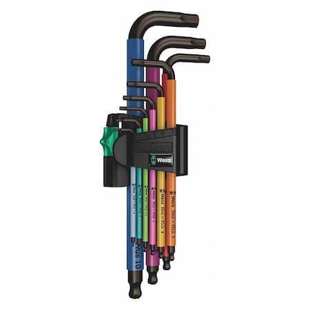 WERA 9 Piece Metric Plain- Color Coded, L Key Set 05022089001