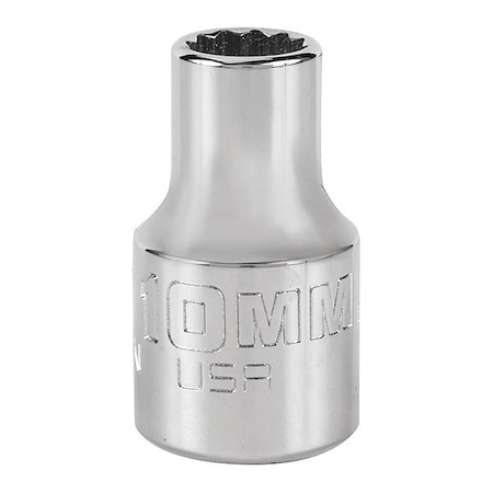 Proto 1/2 in Drive, 10mm Triple Square Metric Socket, 12 Points, Steel, Chrome, 10 mm J5410MN