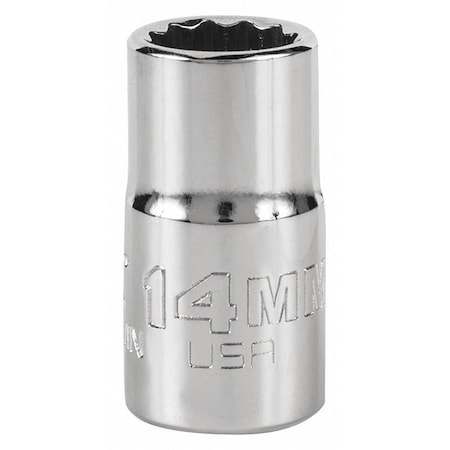 Proto 1/2 " Drive, 14mm Triple Square Metric Socket, 12 Points, Steel, Chrome, 14 mm J5414MN
