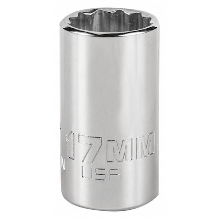 Proto 1/2 in Drive, Triple Square Metric Socket, 12 Points, Steel, Chrome, 17 mm J5417MN