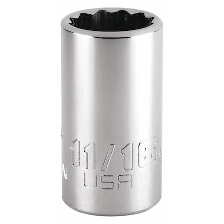 Proto 1/2 in Drive, Triple Square SAE Socket, 12 Points, Steel, Chrome, 11/16 in J5422N