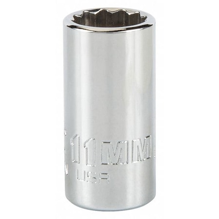 Proto 1/4 in Drive, Triple Square Metric Socket, 12 Points, Steel, Chrome, 11 mm J4711MN