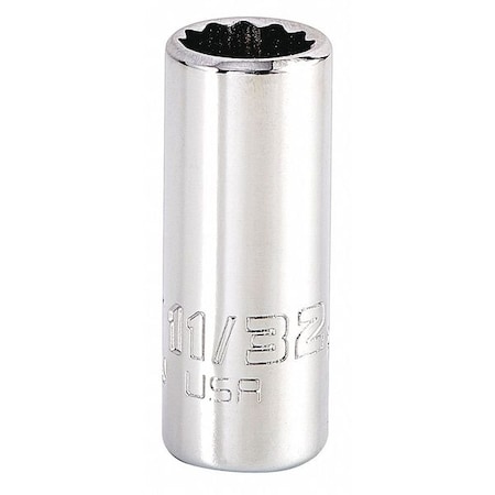 Proto 1/4 in Drive, Triple Square SAE Socket, 12 Points, Steel, Chrome, 11/32 in J4711N