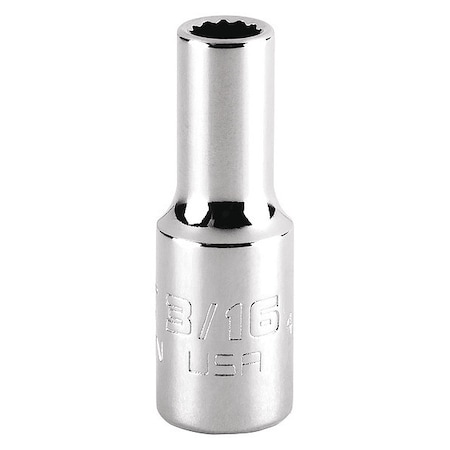 Proto 1/4 in Drive, 3/16" Triple Square SAE, Socket, 12 Points, Steel, Chrome, 3/16 in J4706N