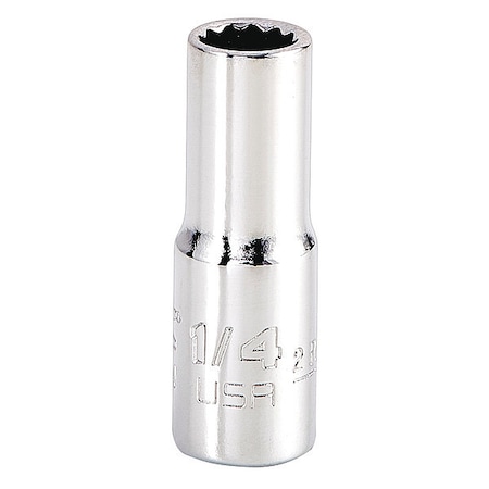 Proto 1/4 in Drive, 1/4" Triple Square SAE Socket, 12 Points, Steel, Chrome, 1/4 in J4708N