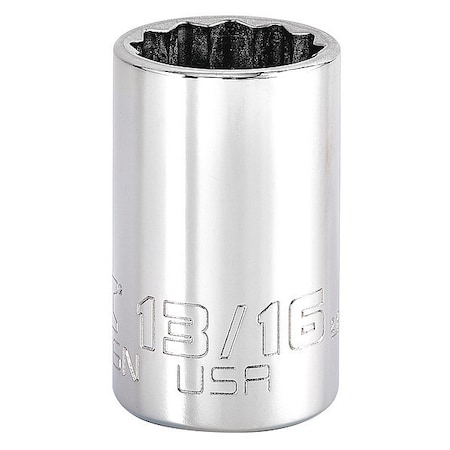 Proto 3/8 in Drive, 13/16" Triple Square SAE Socket, 12 Points, Steel, Chrome, 13/16 in J5226N