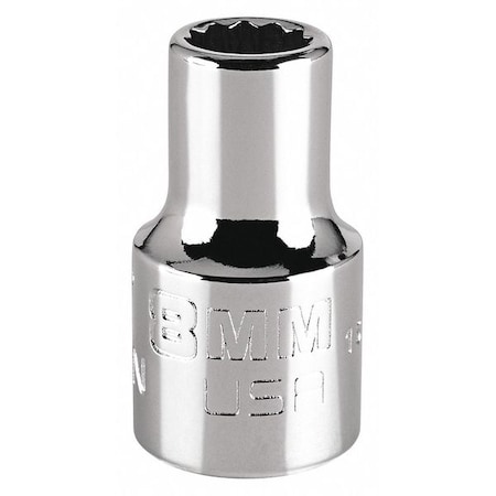 Proto 3/8 in Drive, 8mm Triple Square Metric Socket, 12 Points, Steel, Chrome, 8 mm J5208MN