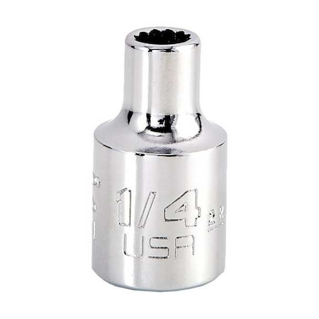 Proto 3/8 in Drive, 1/4" Triple Square SAE, Socket, 12 Points, Steel, Chrome, 1/4 in J5208N