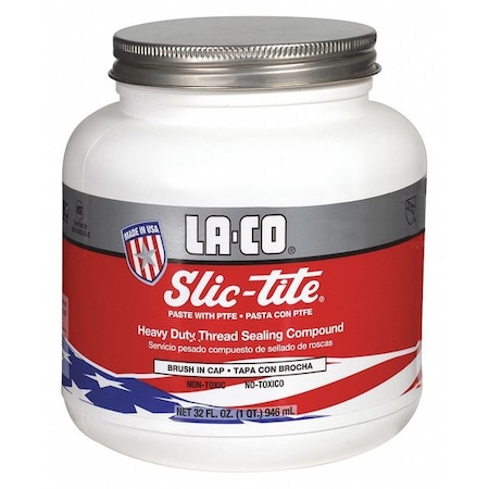 La-Co Thread Sealant with PTFE, White, Paste, 32 fl oz, Brush-Top Can 42049