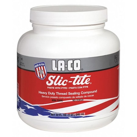 La-Co Pipe Thread Sealant, Slic-Tite, White, Paste, 32 fl oz, Brush-Top Can 42013