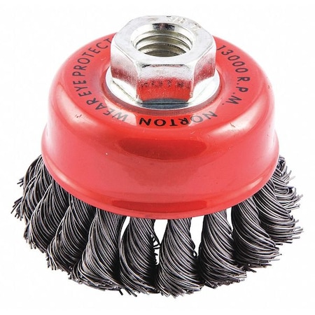 Zoro Select Cup Brush, Knotted, 3-1/2" dia., Arbor Hole 66252838813