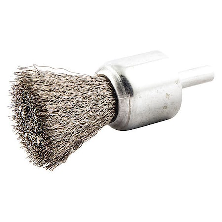 Zoro Select End Brush, Crimped, 1" dia., 22000 rpm, Abrasive Material: Stainless Steel 66252838838