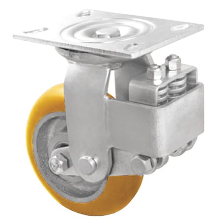 Zoro Select Plate Caster, 500 lb. Ld Rating, Yl Wheel P22R-UA080R-14