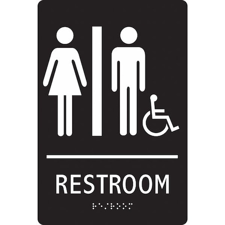 Condor RESTROOM, 6 in W x 9 in H, Vertical Rectangle, ABS Plastic, 483U10 483U10