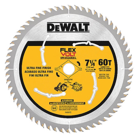 Dewalt 7-1/4In, 60-Teeth Circular Saw Blade, Series: DWAFV DWAFV3760