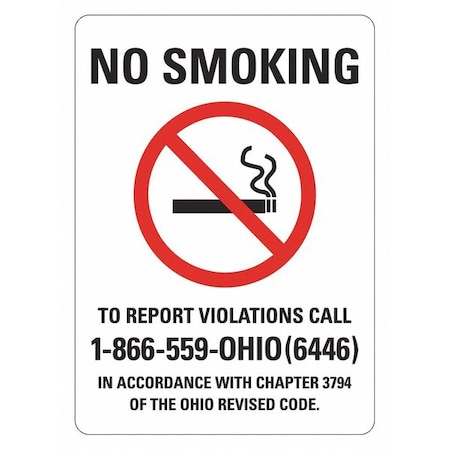 Lyle No Smoking Sign, 10" H, 7 in W, Non-PVC Polymer, Horizontal Rectangle, English, LCU1-0192-ED_7x10 LCU1-0192-ED_7x10