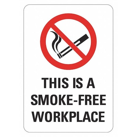 Lyle No Header, THIS IS A SMOKE-FREE WORKPLACE, 10 in W x 14 in H, Vertical Rectangle, Aluminum LCU1-0044-NA_10x14