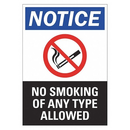 Lyle No Smoking Sign, 10" H, 7 in W, Plastic, Horizontal Rectangle, English, LCU1-0028-NP_7x10 LCU1-0028-NP_7x10