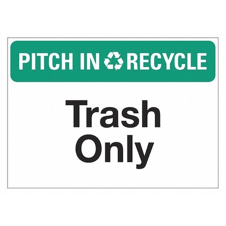 Lyle PITCH IN & RECYCLE TRASH ONLY, 14 in W x 10 in H, Horizontal Rectangle, LCU1-0132-ED-PK5_14x10 LCU1-0132-ED-PK5_14x10
