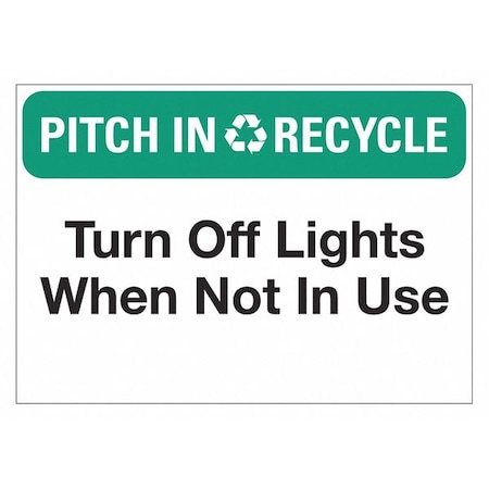Lyle Pitch In & Recycle, Turn Off Lights When Not In., 5 in x 3.5 in, Non-PVC Polymer, LCU1-0194-ED_3.5x5 LCU1-0194-ED_3.5x5