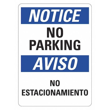 Lyle No Parking Sign, 10" W, 14" H, English, Spanish, Recycled Plastic, Blue, White LCU5-0315-NP_10x14