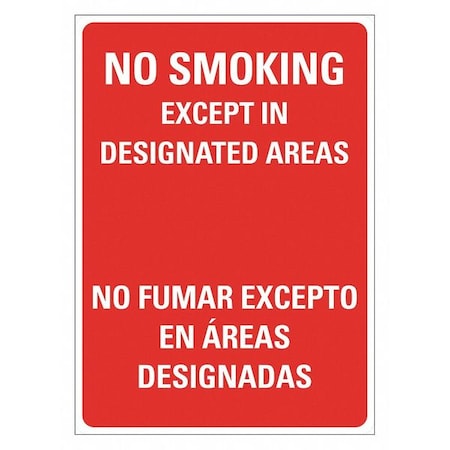 Lyle No Smoking Sign, 14 in H, 10" W, Plastic, Vertical Rectangle, English, Spanish, LCU1-0156-NP_10x14 LCU1-0156-NP_10x14