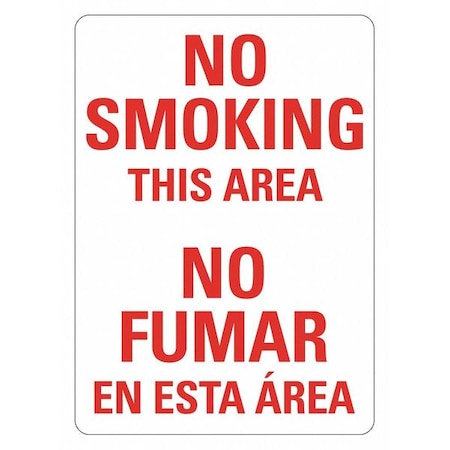 Lyle No Smoking Sign, 14 in H, 10" W, Plastic, Vertical Rectangle, English, Spanish, LCU1-0157-NP_10x14 LCU1-0157-NP_10x14