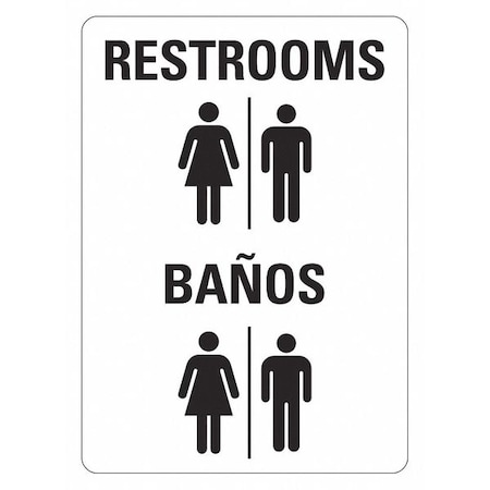 Lyle RESTROOMS/BANOS, 10 in W x 14 in H, Vertical Rectangle, Plastic, LCU1-0170-NP_10x14 LCU1-0170-NP_10x14