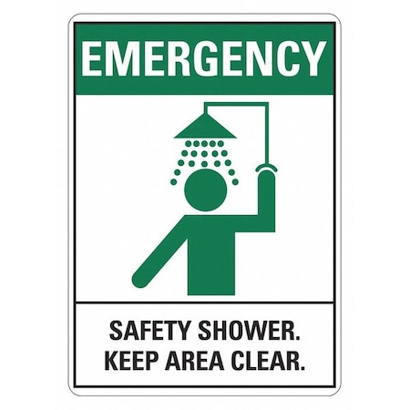 Lyle EMERGENCY SAFETY SHOWER. KEEP AREA CLEAR., 10 in W x 14 in H, Vertical Rectangle, LCU1-0177-NP_10x14 LCU1-0177-NP_10x14