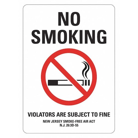 Lyle No Smoking Sign, 14 in H, 10" W, Plastic, Vertical Rectangle, English, LCU1-0191-NP_10x14 LCU1-0191-NP_10x14