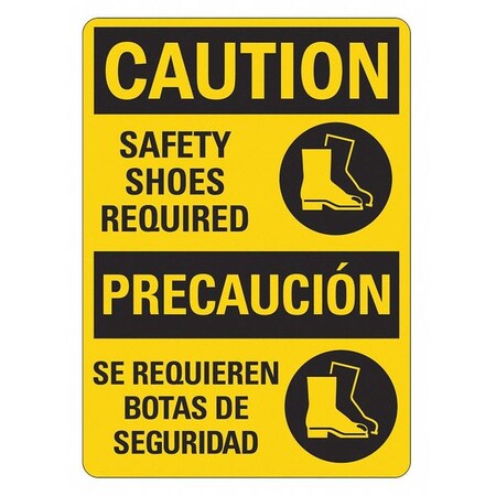 Lyle Caution Sign, 14 in Height, 10 in Width, Plastic, Vertical Rectangle, English, Spanish LCU3-0501-NP_10x14