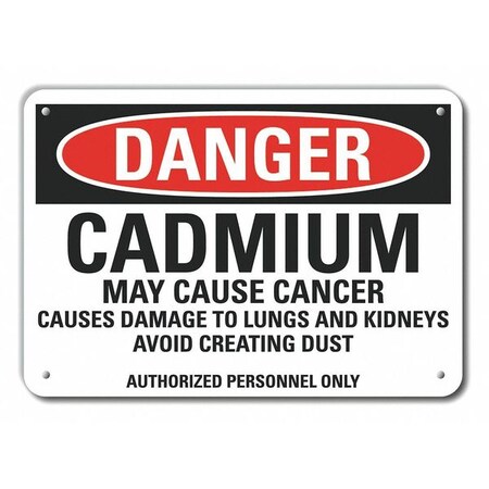 Lyle Reflective  Cadmium Danger Sign, 10 in Height, 14 in Width, Aluminum, Horizontal Rectangle, English LCU4-0744-RA_14x10