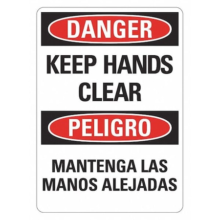 Lyle Danger/Peligro, Keep Hands Clear/Mantenga Las Manos Alejadas, 10 in W x 14 in H, Vertical Rectangle LCU4-0757-NP_10x14