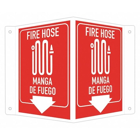 Lyle Fire Sign, 6 in Height, 7 1/2 in Width, Aluminum, V-Shape Projection, English LCVB-0054-RA_4X6
