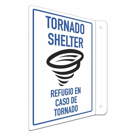 Lyle Tornado SHELTER, English/Spanish, 12 in x 8 in, L-Shape Projection, Aluminum, LCFL-0043-RA_8x12 LCFL-0043-RA_8x12