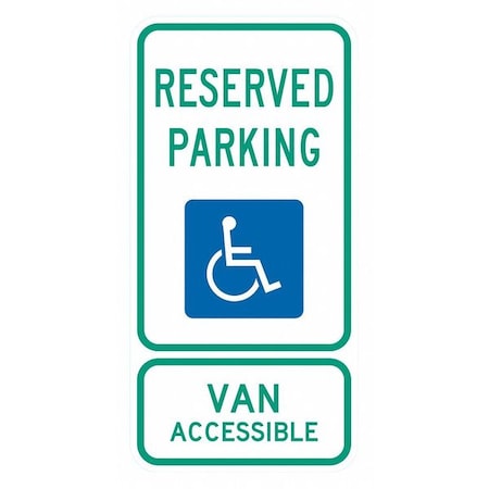 Lyle Handicap Parking Sign, 12" W, 24" H, English, Aluminum, White T1-6253-HI_12x24