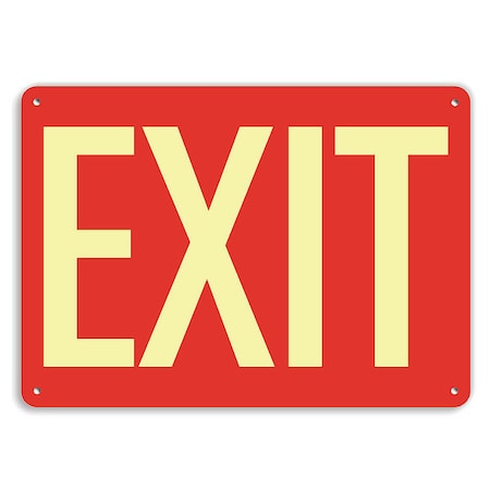 Lyle Exit Sign, Recycled Aluminum, 14" W, 10" H, Exit, Red U1-1016-GA_14x10