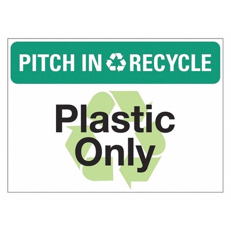 Lyle Pitch In & Recycle, PITCH IN & RECYCLE PLASTIC ONLY, 14 in W x 10 in H, LCU1-0116-ED-PK5_14x10 LCU1-0116-ED-PK5_14x10