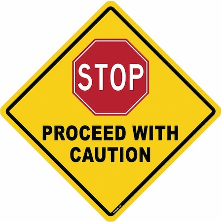 Stranco Anti-Slip Floor Sign, 17 in H, 17 in W, Vinyl, Diamond, English, FS-DIAM-504 FS-DIAM-504