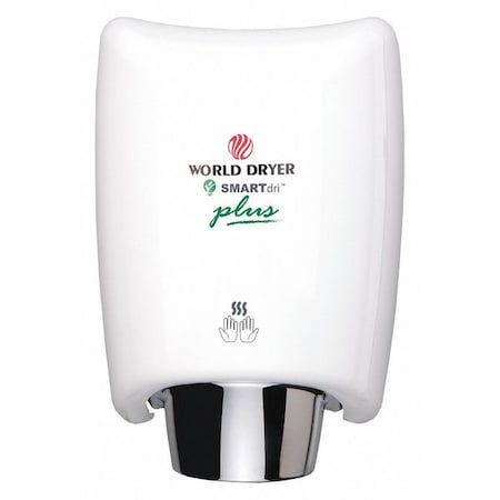 World Dryer Automatic Hand Dryer, 8 sec Dry, 80, 110 to 120V AC, Aluminum, Gloss K-974P2