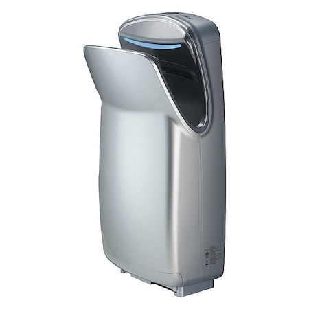 World Dryer Automatic Hand Dryer, 10 sec Dry, 60, 110 to 120V AC, Silver, Smooth V-649A