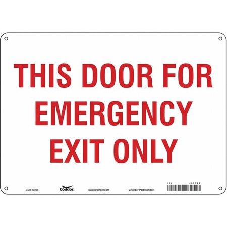 Condor Exit Sign, Aluminum, 14" W, 10" H, This Door For Emergency Exit Only, White 485F33