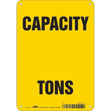 Condor CAPACITY TONS, 7 in W x 10 in H, Horizontal Rectangle, Polyethylene, 485J73 485J73