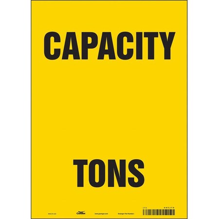 Condor CAPACITY TONS, 10 in W x 14 in H, Vertical Rectangle, Vinyl, 485J76 485J76