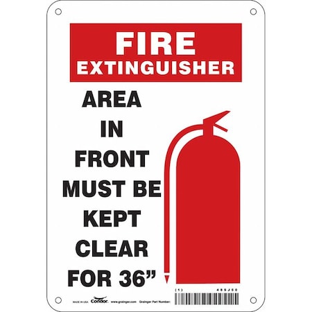 Condor AREA IN FRONT MUST BE KEPT CLEAR FOR 36 in, 7 in W x 10 in H, Horizontal Rectangle, Aluminum, 485J50 485J50