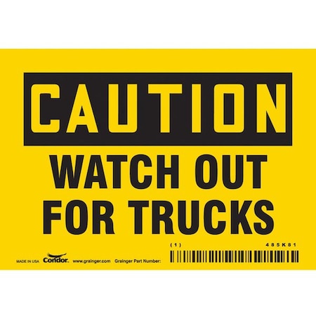 Condor Safety Sign, 3 1/2 in Height, 5 in Width, Vinyl, Horizontal Rectangle, English, 485K81 485K81